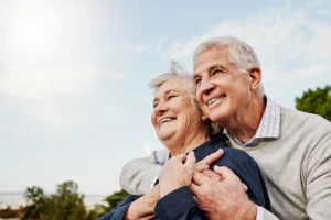 Older couple happy about their success